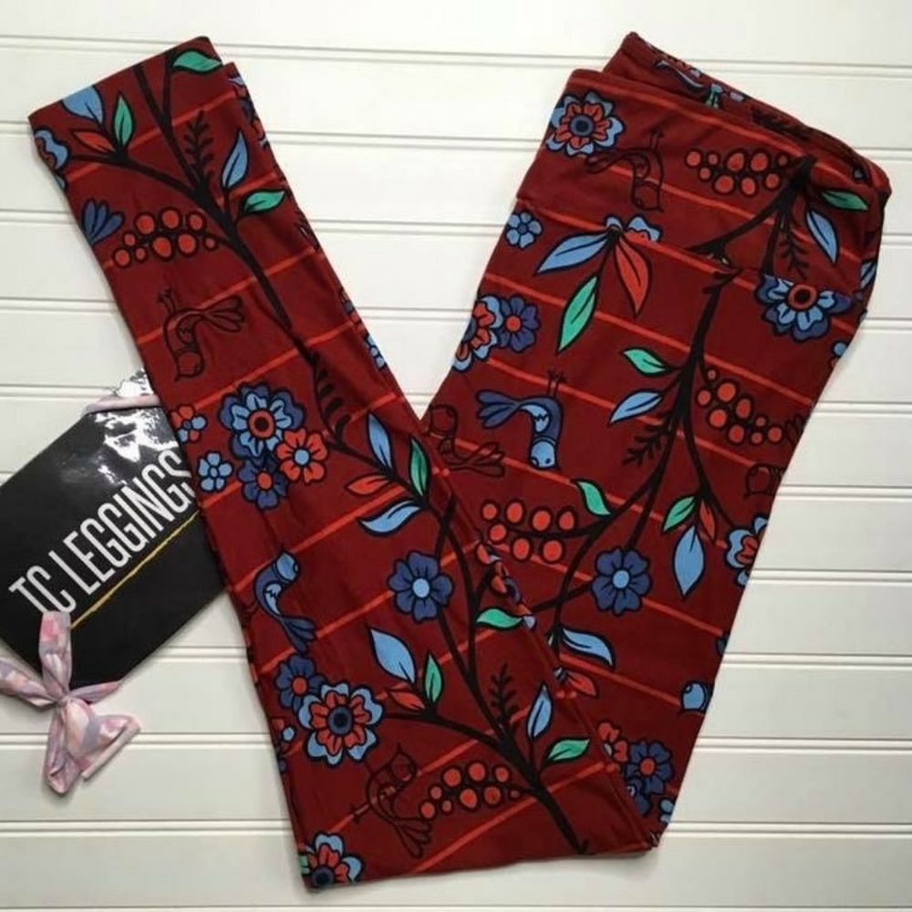 LuLaRoe TC leggings - red blue green! Floral